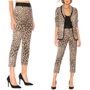 FRAME Cheetah Leopard Velvet Tux Cropped Pants - 4